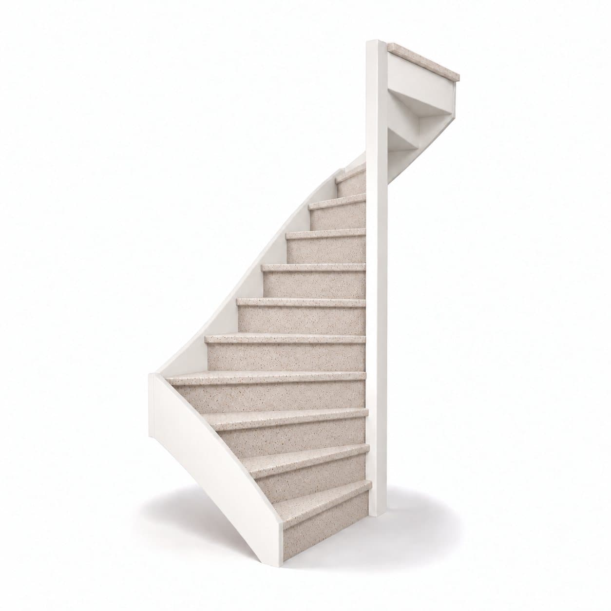 EverStep met stootborden in Crystal Sand, volledige trap — kleurvisualisatie.