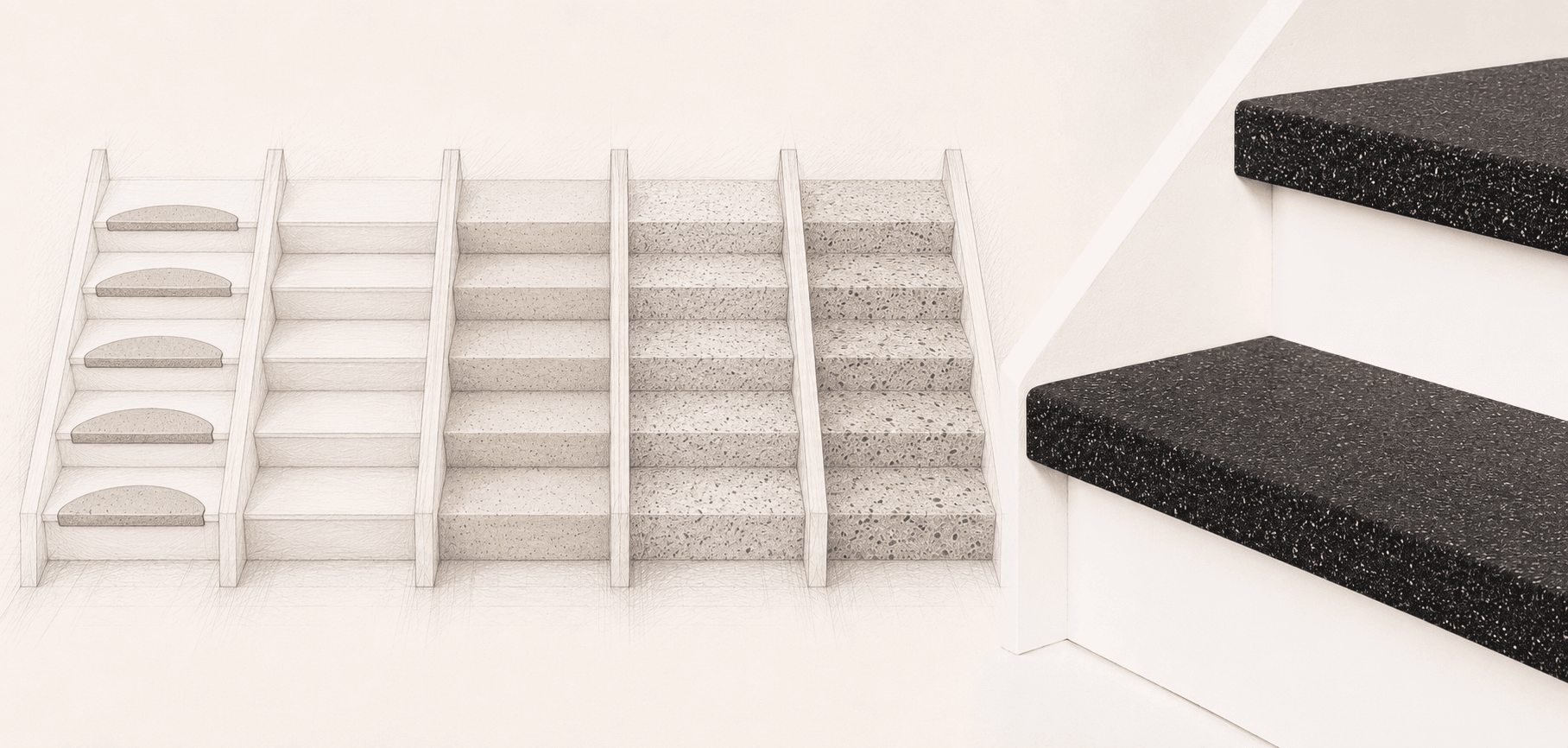 Omnistair-productlijnen EverStep, EverStep Solid en Signature naast elkaar
