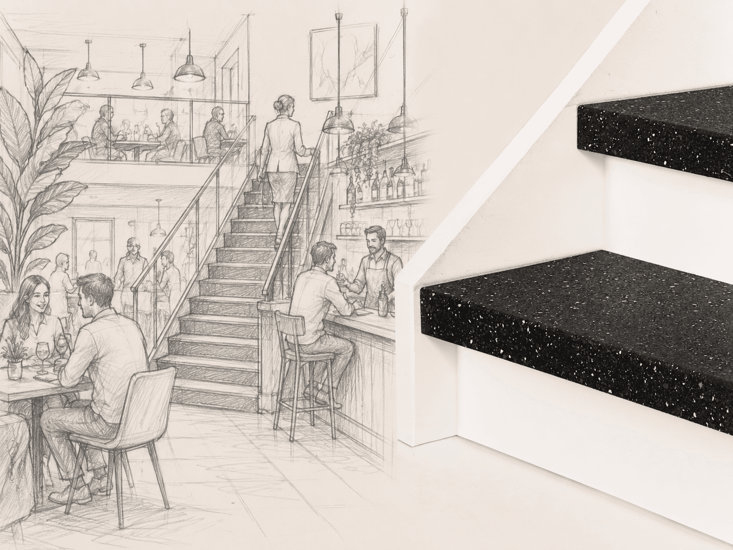 Commerciële traprenovatie voor kantoren en horeca